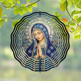 Virgin Mary Prayer Wind Spinner, Metal Wind Spinners Outdoor Indoor, Religious Virgin Mary Hanging Garden Decor for Outside, Stainless Wind Spinners for Yard and Garden 10 inch 3D (25.76X25 CM)