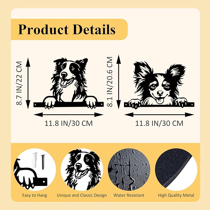 Metal Dog Wall Decor Black Metal Wall Decor Minimalist Dog Decorations for Home Funny Farm Animals Decor Iron Outdoor Fence Garden Yard Art Decor