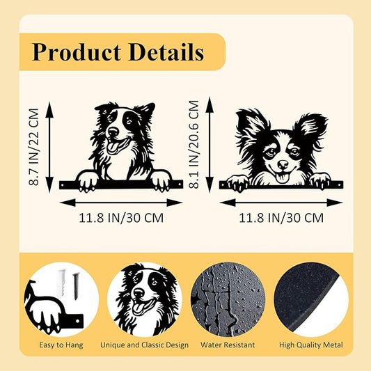 Metal Dog Wall Decor Black Metal Wall Decor Minimalist Dog Decorations for Home Funny Farm Animals Decor Iron Outdoor Fence Garden Yard Art Decor