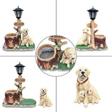 Solar Garden Statue with Planter & Solar Lantern, Outdoor Resin Animal Sculpture, Waterproof Yard Lawn Decor Pot for Succulents, Front Porch Ornament Housewarming Gift(Labrador)