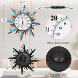 pealstar Waterproof Indoor Outdoor Thermometer 13 Inch Large Wall Thermometer with Hygrometer Decorative Metal Sun Outdoor Thermometers for Patio Garden Yard Living Room Decor