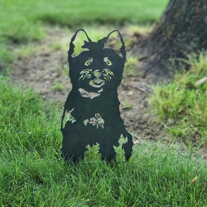 Dog Style Metal Puppy Silhouette Garden Statues French Bulldog/Doberman Pinscher Backyard Lawn Stakes, Festival Decorations & Yard Decor Iron Art (S)
