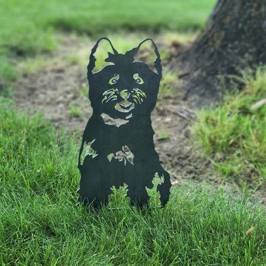 Dog Style Metal Puppy Silhouette Garden Statues French Bulldog/Doberman Pinscher Backyard Lawn Stakes, Festival Decorations & Yard Decor Iron Art (S)
