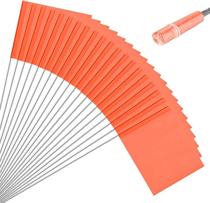 M METERXITY 20-Pack Blank Marking Flags, 15x5.1x4 Inch Waterproof Yard Flags Marking for Lawn/Garden/Irrigation/Landscape/Sprinkler/Survey/Dog Training/DIY [Orange]