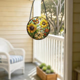 Stained Glass Window Hanging, Sunflower Sun Catchers Glass Panel Yellow Suncatcher Decor for Birthday, Women, Men, Wife, Aunt, Lovers, Home Garden 7.8 in