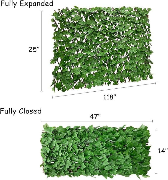 Expandable Faux Ivy Fence Privacy Screen with Artificial Flower,Greenery Expandable Stretchable Covers Panel for Balcony Patio Apartment Garden Outdoor Decor 36X92INCH