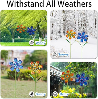 Wind Spinners Outdoor, 2 Pack Metal Pinwheels, Decorative Wind Sculptures & Spinners, Kinetic Windmill for Patio, Garden, Yard, Porch Decor