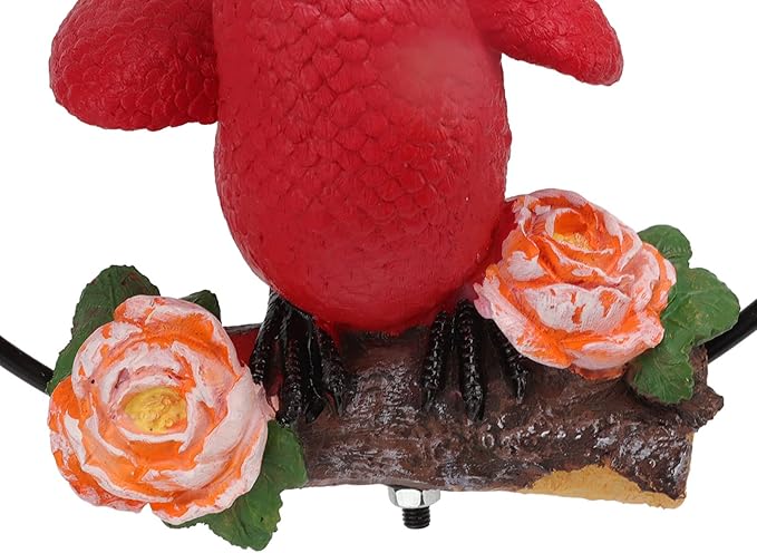 Hanging Iron Ring Parrots Resin Garden Statue, Waterproof Decorative Bird Figurine 14x19x17.5cm - Durable Weather, Easy to Hang, Ideal for Courtyard and Balcony