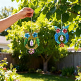 2 Pack Hanging Owl Suncatchers,Rainbow Maker Crystal,Metal Sun Catchers Indoor Window for Garden, Patio, Balcony, Indoor Window, Present for Owl and Garden Lover