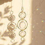 Crystal Suncatcher Wind Chimes, 2 Pcs Crystal Suncatcher Prisms Hanging Outdoor Wind Chimes, Prism Sun Catcher with Chain and Hook, Rainbow Maker for Ceiling Garden Home Indoor Ornaments