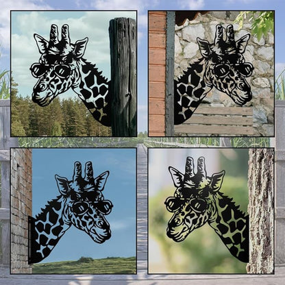 WADORN Giraffe Metal Garden Decor Stakes, Animals Iron Outdoor Tree Silhouette Stake for Tree Yard Garden Patio Metal Art Outdoor Sculpture Decor Gift for Housewarming Home Art Decor