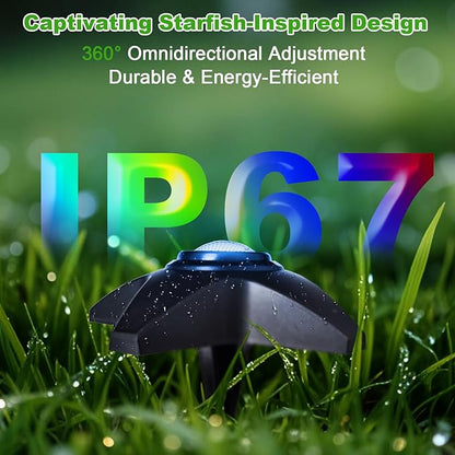 Outdoor Ground & Underwater Pond Lights 47ft - RGB Music Sync, IP68 Waterproof DIY Scene Modes, Works with Alexa Google Assistant, Safe 12V Low-Voltage Path Lights for Garden Patio Pool Wedding Party