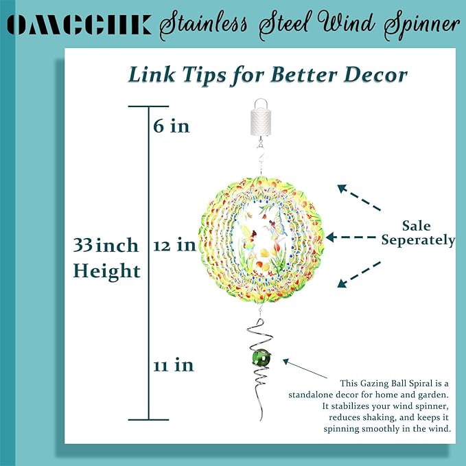 Wind Spinner Fairy Flower Hanging, 12In Stainless Steel Spinfinity Wind Spinner, Wind Chimes for Outside, 3D Kinetic Sculpture Suncatcher, Metal Yard Art Ornament, Outdoor Garden Decor, Nana Gifts