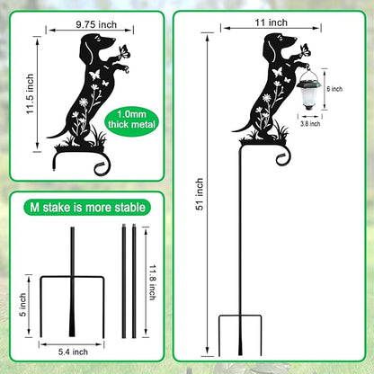 Dachshund Solar Lights Garden Stake,Dachshund Gifts Outside Decorations for Pathway,Yard,Garden Decor,Dog Solar Lights Outdoor