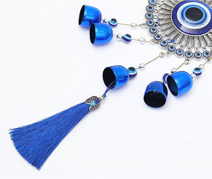 BWINKA Blue Evil Eye Hanging Decoration Ornament Metal Wind Chimes for Home Garden Gift Decoration
