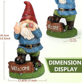 Panven Gnomes Garden Decor, 13.5" Tall Solar Large Inappropriate Funny Gifts Gnome Outdoor Statues for Yard, Patio, Lawn, Outside Naughty Gnome Garden Decorations Gift for Men Women