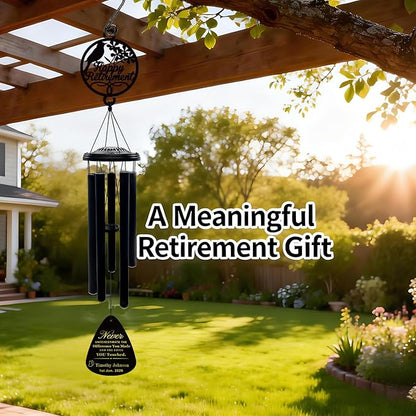 37" Personalized Retirement Wind Chimes for Women Men, Custom Retirement Gifts for Coworker Boss Teacher, Large Deep Tone Windchime Outdoor Decorations