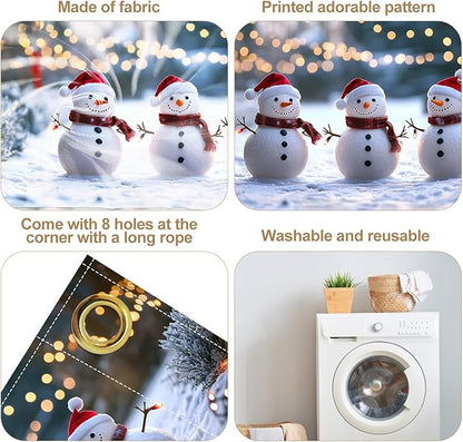 6 x 13 ft Christmas Garage Door Decorations Merry Christmas decorations Xmas Garage Door Cover, Happy New Year Hanging Banner for Home,Outdoor,Indoor,Party (Three Snowmen, 6 x 13 ft)