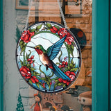 7.9'' Acrylic Window Suncatcher Decor,Stained Panel Hangings Decorative Acrylic Wall Decor Colorful Ornament Window Hangings for Outdoor Indoor Decor(Hummingbird-Blue)