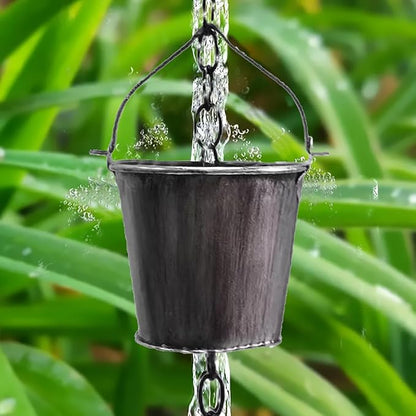 Decorative Rain Chain, 63.8-Inch Black Metal Barrel-Shaped Gutter Chain with Acrylic Diamond Pendant, Downspout Replacement for Garden Drainage