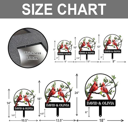 Personalized Name Garden Cardinal Metal Signs with Stake, Custom Family Name Yard Decor for Outdoor Outside, Cardinal Lawn Patio Stake Gardening Enthusiasts Grandmothers Gift