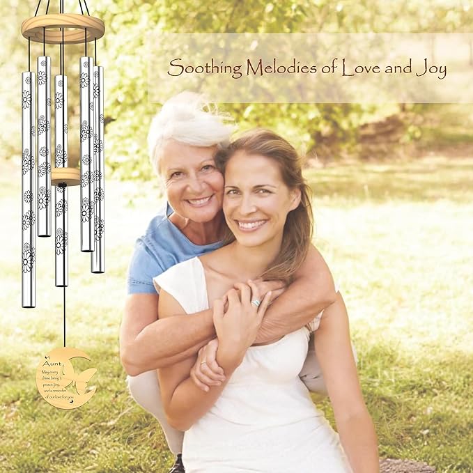 Aunt Gifts, Birthday Gifts for Aunt from Niece Nephew, 32" Butterfly Daisy Modern Wind Chimes, Best Aunts Ever Gift for Women Birthday Mother's Day, Garden Home Decor (for Aunt)