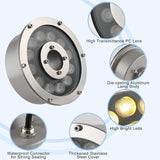 Fountain Light 12W 12V DC Warm White Waterproof Grade IP68 LED Spot Light Landscape Lighting Suitable for Fountains, Waterfalls,Pond and Grass Land（Not Include 12V Transformer）