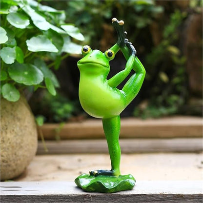 Cute Statues Frog Statue Outdoor Garden Sculptures for Yard Lawn Resin Animal Figurines Yoga Art Backyard Decor(Dancing)