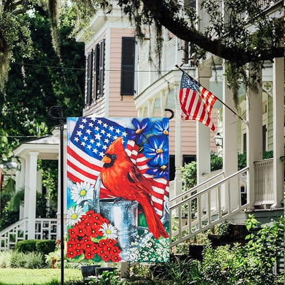 Patriotic 4th of July Garden Flag, hogardeck Double Sided 12.5x18 Inch Bird Fourth of July Decorations, Memorial Day Independence Day Floral Outdoor Yard Decor