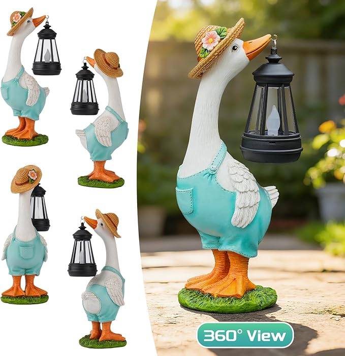 Solar Garden Outdoor Statues Goose, Goose Outdoor Lawn and Garden Statue, Lawn Decor Statue for Patio, Balcony, Yard Ornament - Gifts for Mom Grandma Women