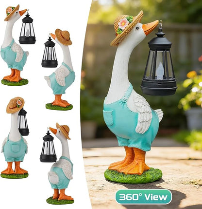 Solar Garden Outdoor Statues Goose, Goose Outdoor Lawn and Garden Statue, Lawn Decor Statue for Patio, Balcony, Yard Ornament - Gifts for Mom Grandma Women