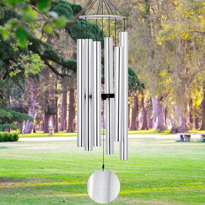 ASTARIN Premium 45-Inch Deep Tone Wind Chimes with 6 Metal Tubes - Elegant Memorial Chime for Mom, for Housewarming and Christmas Silver