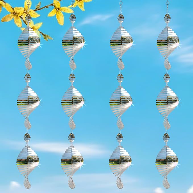 Bird Deterren for Outside Patio, 12 PCS High Reflective Bird Scare Devices Outdoor Decor, 3D Bird Reflectors for Garden, Porch, and Window Decoration
