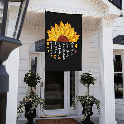 Sunflower Smile Often Think Positively Give Thanks Laugh Loudly Love Others Dream Big Flag 3x5 Ft Garden Yard Banner Outdoor Decorative Sign