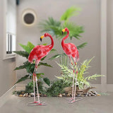 Flamingo Ornament,Flamingo Garden Statues and Sculptures,Metal Birds Yard Art Outdoor Statue, Red Pink Flamingo Lawn Ornaments for Home, Patio, Backyard Decor (2)