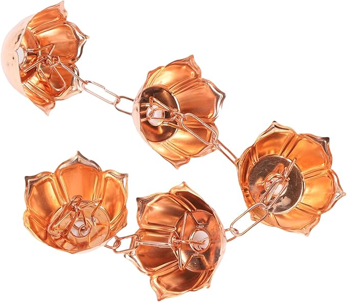 Omabeta Copper Elegant Hanging Rain Chain Efficient Water Management for Yard Garden Temple Copper 3.28ft (Flower Shaped)