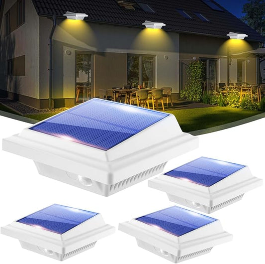 Gutter Lights, 40 LEDs Solar Patio Decor Light, Deck Lights Outdoor Waterproof Fence Light for Wall Backyard Porch, Patio, Pool,Step Stairs, Yard, Garden, Pathway - 4 Pack-White,Warm White Light