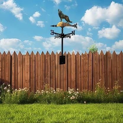 Colorful Wild Wolf Weather Vane Metal Craft Rooftop Weathervane Iron Wind Direction Indicator Garden Statue Yard Decor Lawn Ornament (b) B