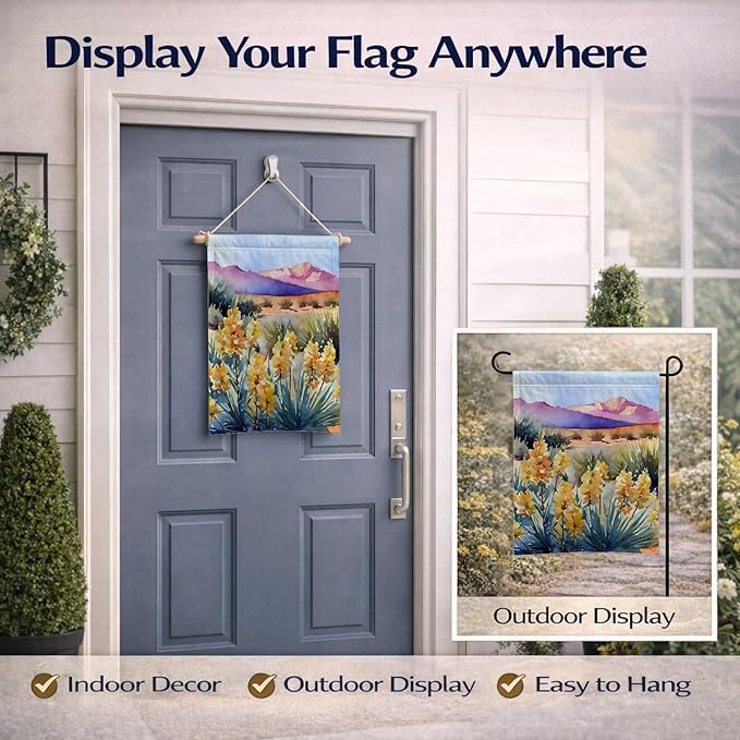 Caroline's Treasures New Mexico Yucca Flower in Watercolor Garden Flag Mailbox Flag Decorative Yard Flag Banner Outside Patio Artwork Yard Flower Beds, Garden Size, Multicolor