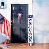 Patriotic 4th of July Welcome Sign for Front Porch, 250th Anniversary Memorial Day Wooden Porch Sign For Outdoor Patio, USA American Flag Standing Yard Sign Summer Door Signs for Garden Wall