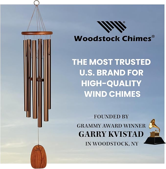 Woodstock Chimes Amazing Grace Wind Chime for Outside 40" Medium Bronze,Outdoor Decor for Patio, Porch, Garden, Memorial Gift for Loved Ones AGLBR