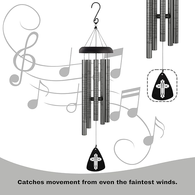 The Bridge Collection 30" 'Lord's Prayer' Christian Bible Verse Wind Chime - Windchime for Outdoor Garden Patio/Porch