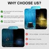 Pond Lights LED Underwater, 3000K Warm White 5W 12V-24V AC/DC Wired Submersible LED Spot Lights for Pond Fountain Waterfall Pool Aquascape, 45 Degree Angle, IP68, Stainless Steel, 6PK
