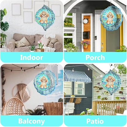Shih Tzu Wind Spinner, Dog Wind Spinners, Wind Spinner Hanging for Outdoor & Indoor Décor, Unique Gifts for Yard Garden Decoration or Patio Décor (Shih Tzu 1)
