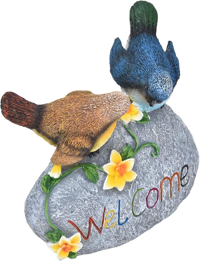 Bird Garden Decor Resin Animal Garden Figurines Welcome Sign Sculptures Statues for Yard Patio Lawn Outdoor Decoration Durable Weather Design