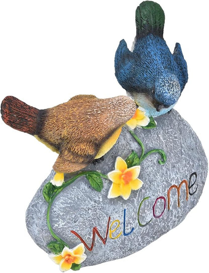 Bird Garden Decor Resin Animal Garden Figurines Welcome Sign Sculptures Statues for Yard Patio Lawn Outdoor Decoration Durable Weather Design