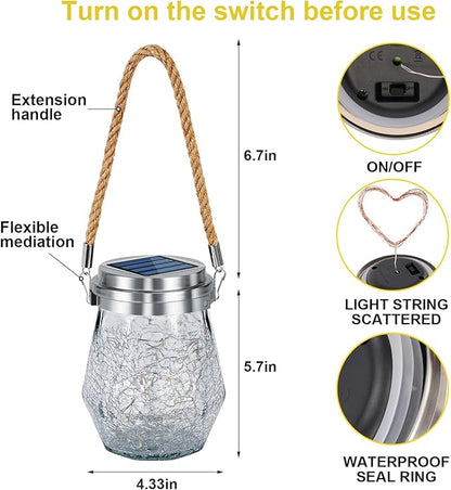 Solar Lantern Outdoor, 2 Pack Hanging Solar Lights Outdoor Waterproof, Upgraded 60 LED Lanterns Decorative Outdoor Garden Decor for Yard Pathway Patio Christmas Halloween, Warm White, ‎LD01