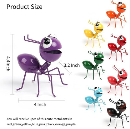 Cruis Cuka Metal Yard Art Garden Decor for Outside Cute Ants Yard Decorations Outdoor Lawn Ornaments Backyard Gifts for Mom - Set of 8
