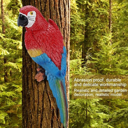 Parrot Decor Decorations for Outside Patio, Large Realistic Parrot Statues for Pool Deck Garden Yard Lawn, Lifelike Bird Sculpture Tropical Animal Figurines for Tree Wall Decor(Red)