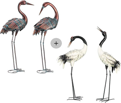 chisheen Crane Garden Statues Outdoor Metal Heron Yard Art Bird Sculpture for Lawn Patio Large Size